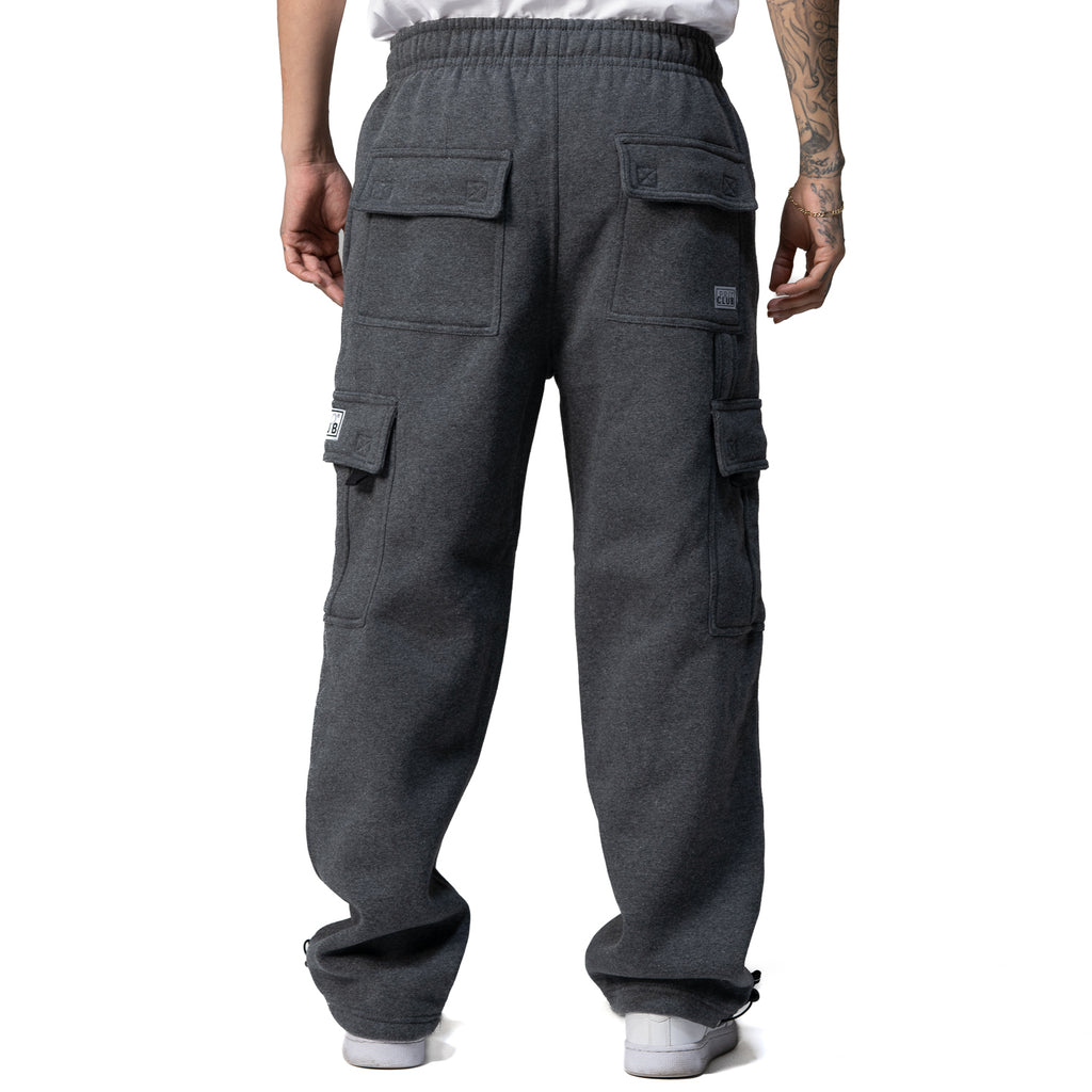 Pro Club Men's Heavyweight Fleece Cargo Pants - Charcoal, back view