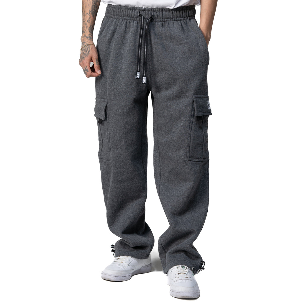 Pro Club Men's Heavyweight Fleece Cargo Pants - Charcoal, front view